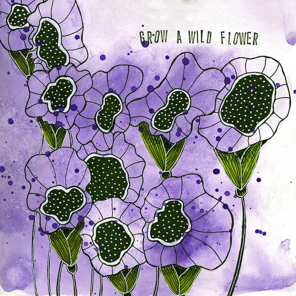 Modern Art Print featuring the mixed media Grow a Wildflower by Tonya Doughty