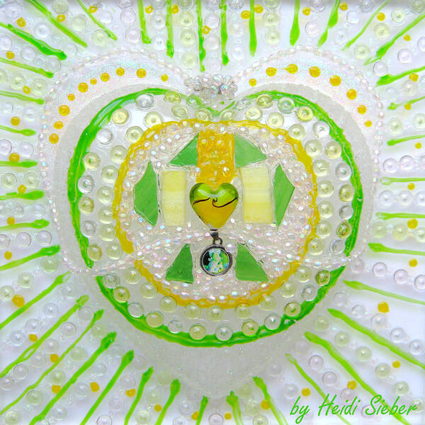 Guardian Angel Heart Art Print featuring the glass art Guardian Angel Heart by Heidi Sieber