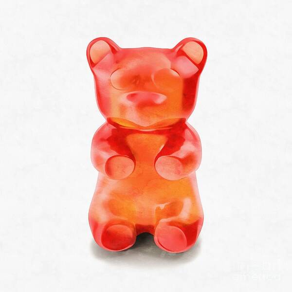 Candy Art Print featuring the digital art Gummy Bear Red Orange by Edward Fielding