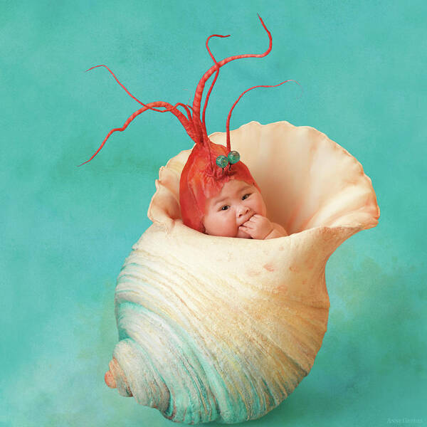 Under The Sea Art Print featuring the photograph Halle as a Baby Shrimp by Anne Geddes
