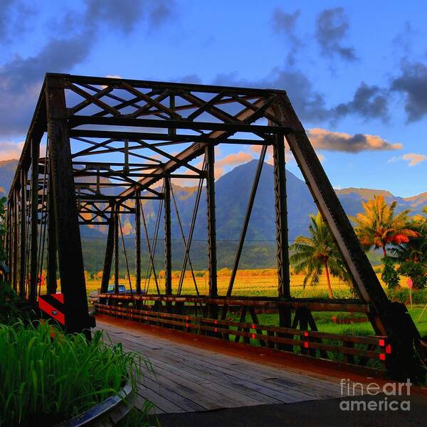 Hawaii Art Print featuring the photograph Hanalei Bridge by DJ Florek
