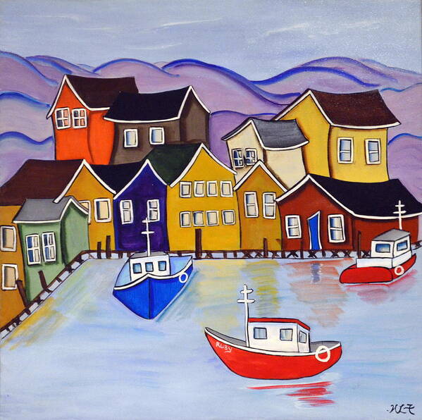 Abstract Art Print featuring the painting Harbour Village by Heather Lovat-Fraser