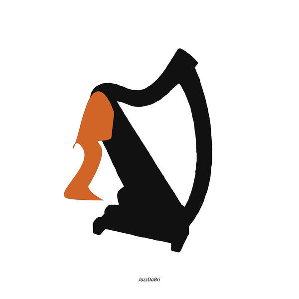 Harp Instructor Art Print featuring the digital art Harp in Orange by David Bridburg