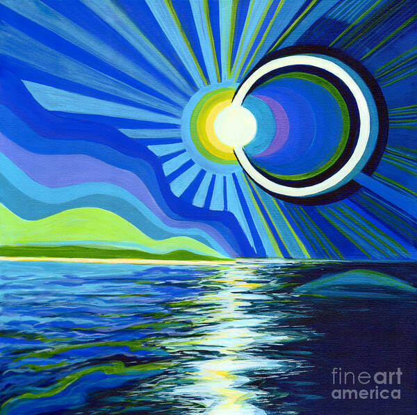 Total Solar Eclipse Art Print featuring the painting Here Come The Sun by Tanya Filichkin
