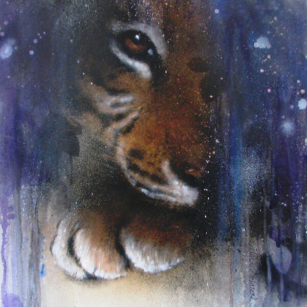 Canvas Prints Art Print featuring the painting Hidden Tiger by Jackie Flaten