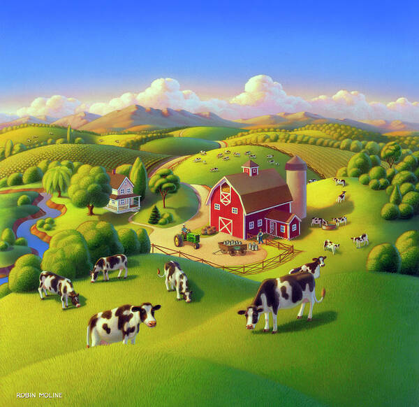 Farm Art Print featuring the painting High Meadow Farm by Robin Moline