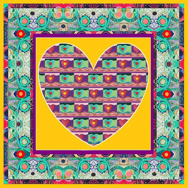 Hearts Art Print featuring the mixed media Higher Love - Heart of Hearts by Helena Tiainen