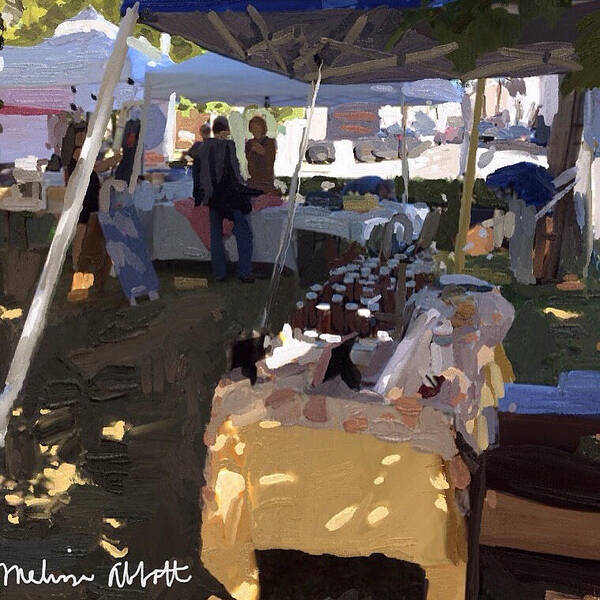  Art Print featuring the painting Honey Tent at Farmer's Market by Melissa Abbott