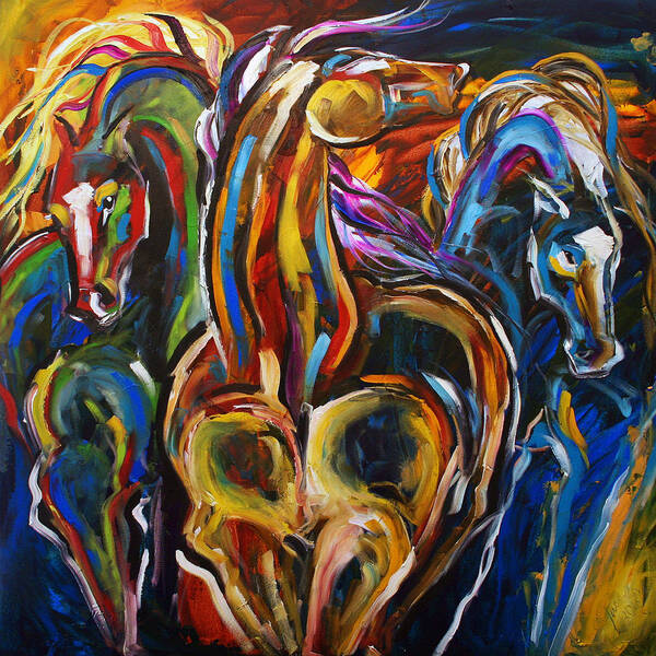 Horse Paintings Art Print featuring the painting Hot Summer Night by Laurie Pace