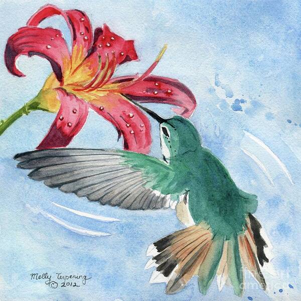 Hummingbird Art Print featuring the painting Hummingbird by Melly Terpening