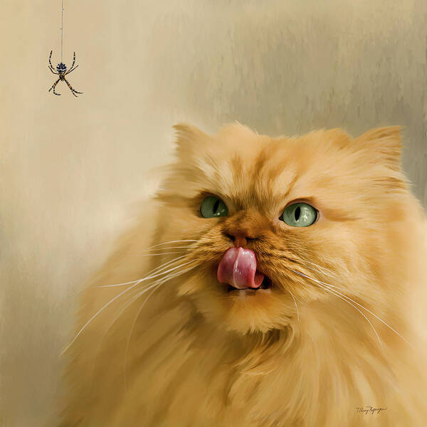 Cat Art Print featuring the digital art Hungry Cat by Thanh Thuy Nguyen
