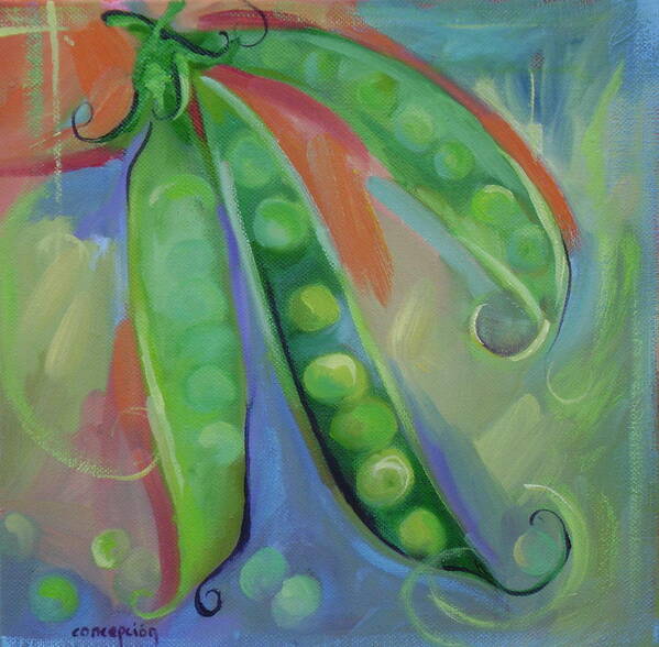 Peas Art Print featuring the painting I Wish You Peas by Ginger Concepcion