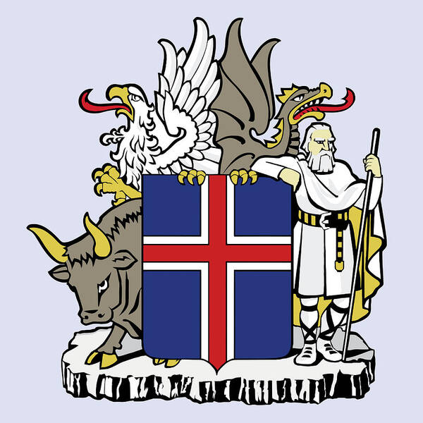 Iceland Art Print featuring the drawing Iceland Coat of Arms by Movie Poster Prints