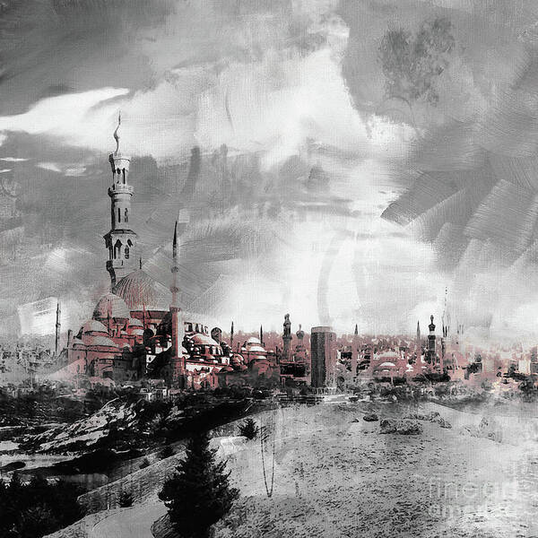 Buildings Art Print featuring the painting Indonesian Landscape 02a by Gull G