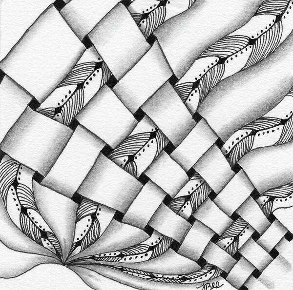 Zentangle Art Print featuring the drawing Interwoven by Jan Steinle