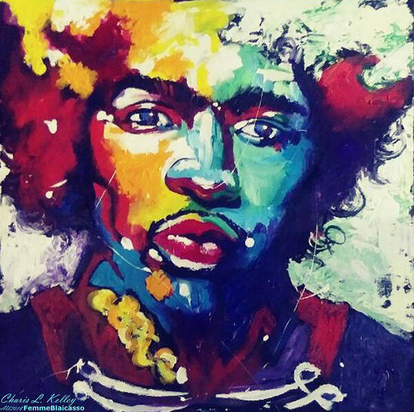 Jimi Art Print featuring the painting J Haze by Femme Blaicasso