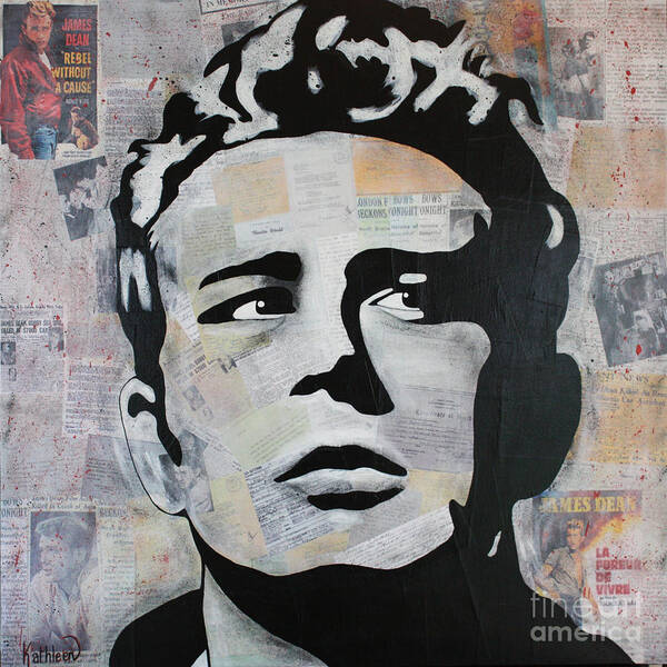 Free Shipping Art Print featuring the painting JAMES DEAN Rebel by Kathleen Artist PRO