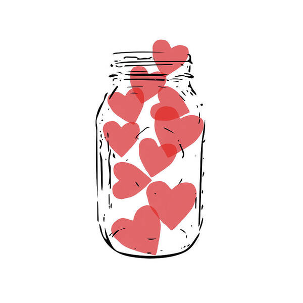 Love Art Print featuring the digital art Jar Of Hearts- Art by Linda Woods by Linda Woods