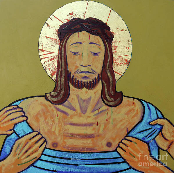 Jesus Is Stripped Art Print featuring the painting Jesus is stripped by Sara Hayward