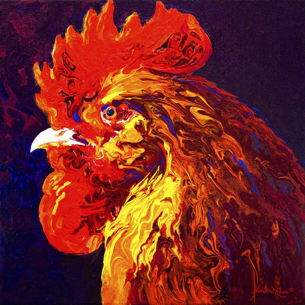 Rooster Art Print featuring the painting Jewel by Marion Rose