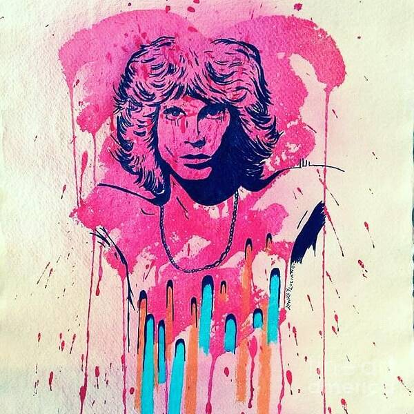 The Doors Art Print featuring the painting Jim morrison by Robert Loake