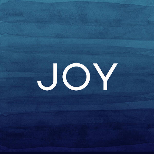 Joy Art Print featuring the mixed media Joy Blue- Art by Linda Woods by Linda Woods