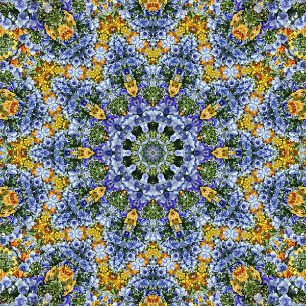 Kaleidoscope Art Print featuring the photograph Kaleidoscope - Blue and Yellow by Nikolyn McDonald