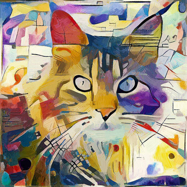 Kandinsky Art Print featuring the digital art Kandinsky Cat by Yury Malkov