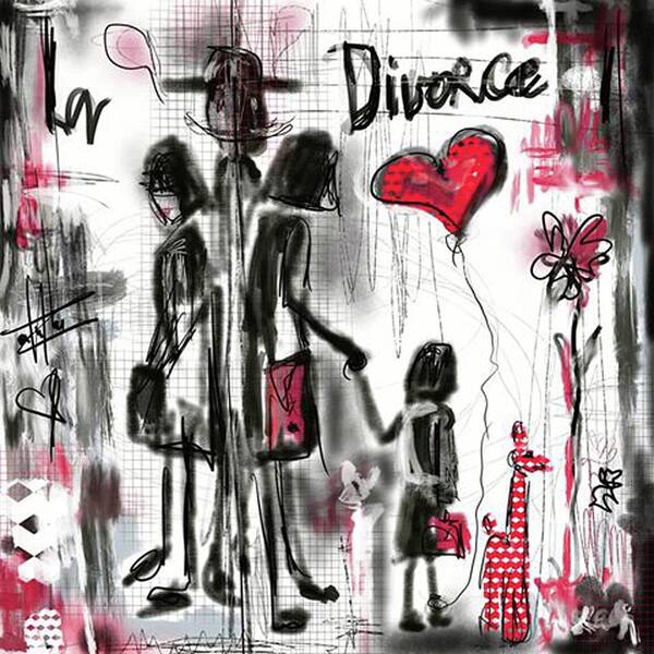 Divorce Art Print featuring the digital art La divorce by Sladjana Lazarevic