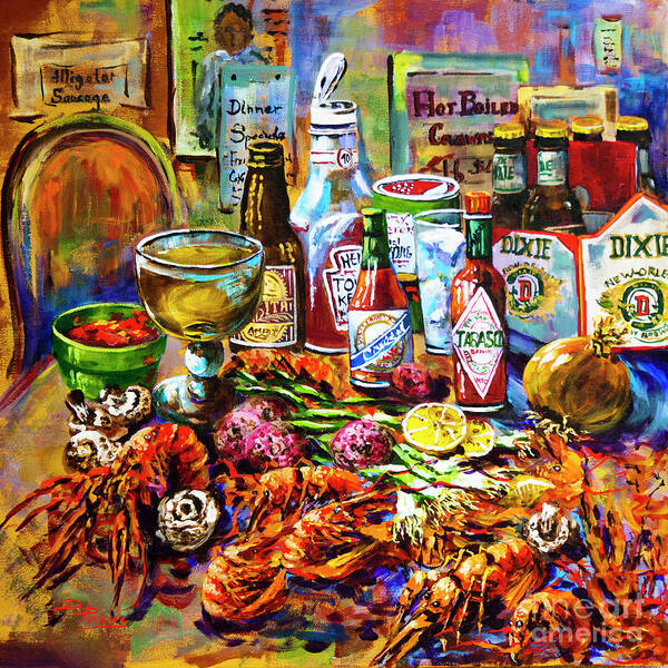 New Orleans Food Art Print featuring the painting La Table de Fruits de Mer by Dianne Parks