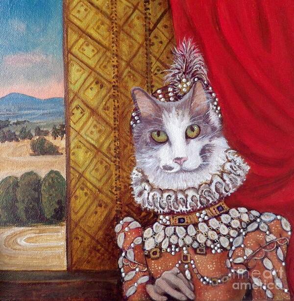 Cat Art Print featuring the painting Lady Daisy by Linda Markwardt