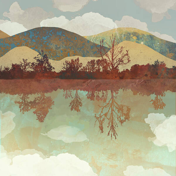 Lake Art Print featuring the digital art Lake Side by Spacefrog Designs