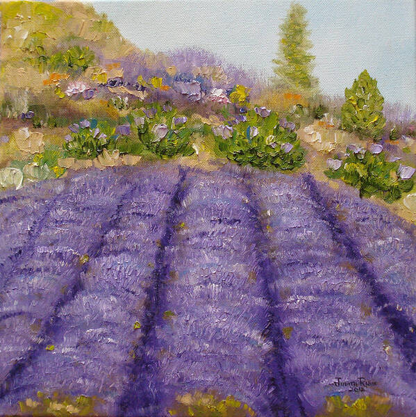Lavender Art Print featuring the painting Lavender Field by Judith Rhue