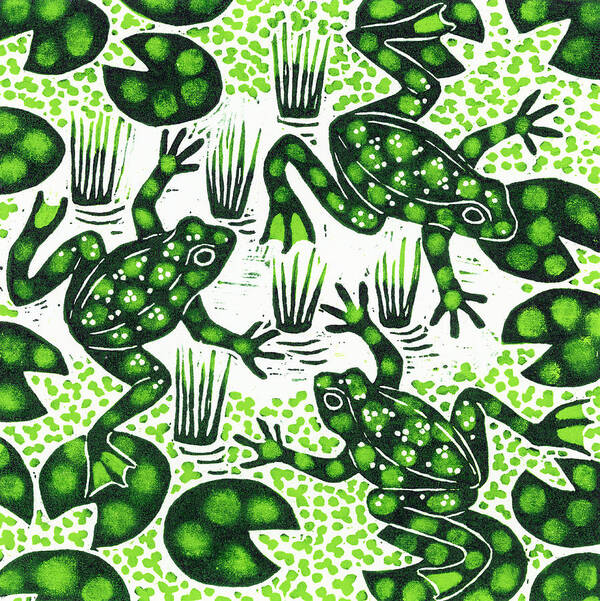 Frog Art Print featuring the painting Leaping Frogs by Nat Morley