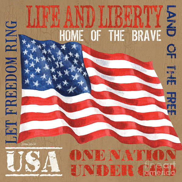 Flag Art Print featuring the painting Let Freedom Ring by Debbie DeWitt