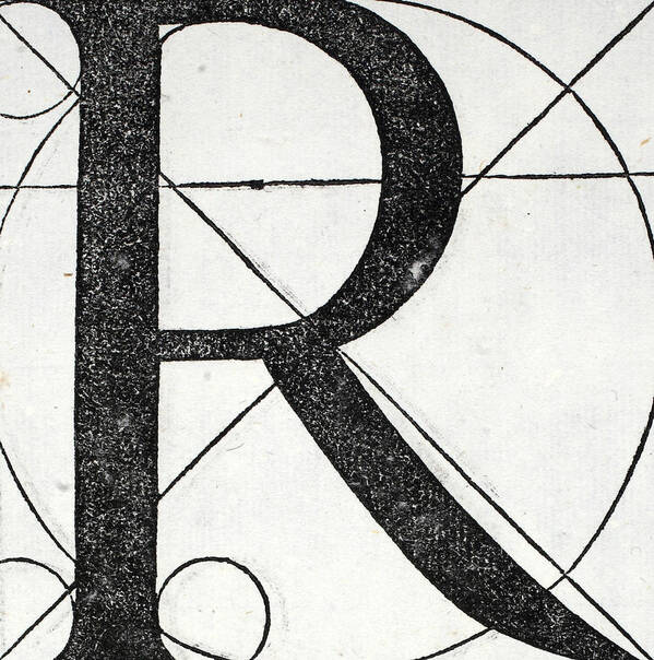 Letter R Art Print featuring the drawing Letter R by Leonardo Da Vinci