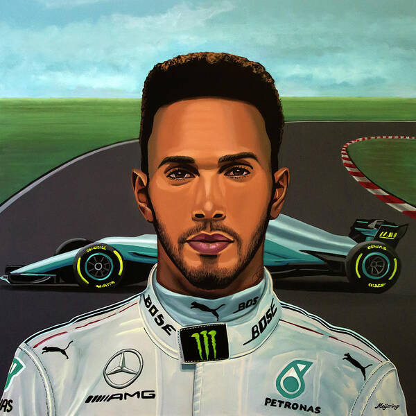 Sport Art Print featuring the painting Lewis Hamilton Painting by Paul Meijering