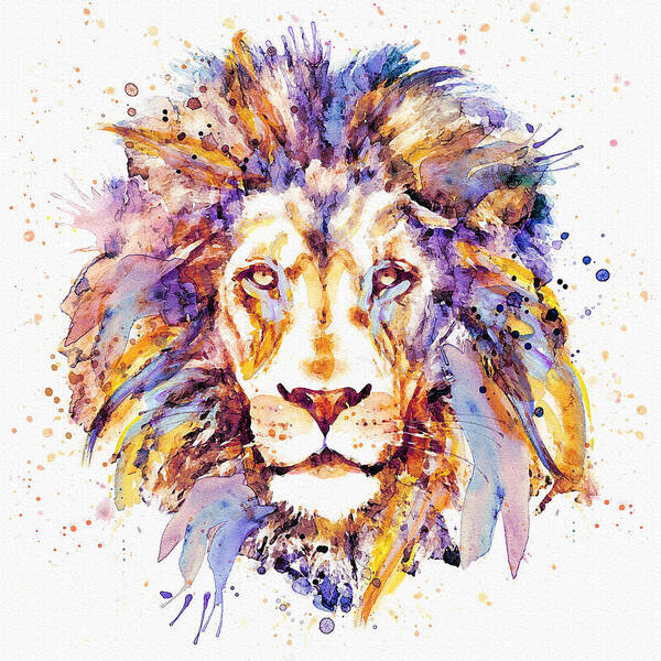 Marian Voicu Art Print featuring the painting Lion Head by Marian Voicu