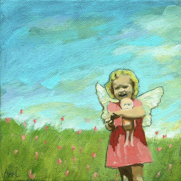Angel Art Print featuring the mixed media Little Angel by Linda Apple