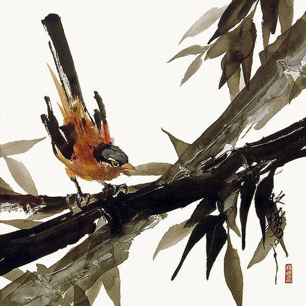 Birds Art Print featuring the painting Little Bird V by Chris Paschke