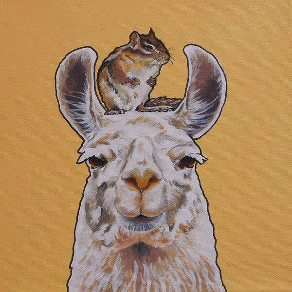 Llama And Chipmunk Art Print featuring the painting Llois the Llama by Sharon Cromwell