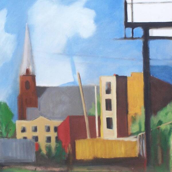 Landscape Art Print featuring the painting Long Island City Church by Ron Erickson