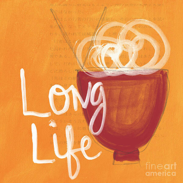 Life Art Print featuring the painting Long Life Noodle Bowl by Linda Woods