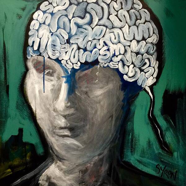 Brain Art Print featuring the painting Loose Ends by Helen Syron