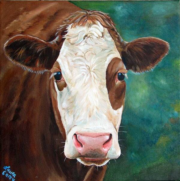 Simmental Art Print featuring the painting Loretta by Laura Carey
