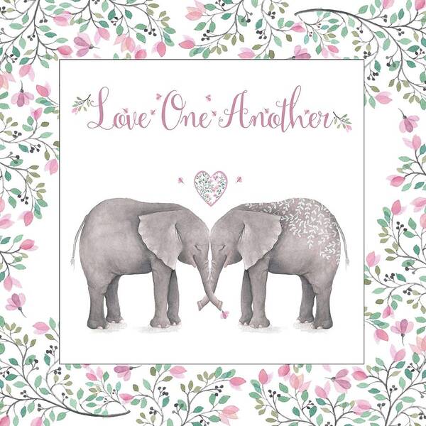 Love One Another Pink Elephants Square Art Print featuring the photograph Love One Another Pink Elephants Square by Terry DeLuco