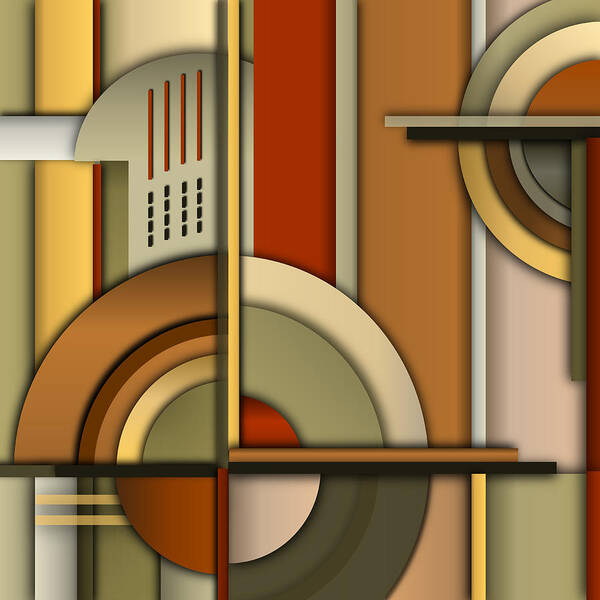 Art Deco Art Print featuring the digital art Machine Age by Tara Hutton