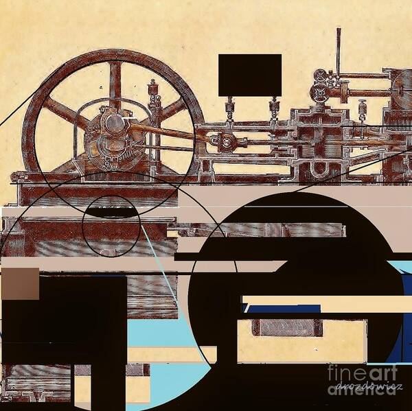 Machin Parts And Things Art Print featuring the mixed media Machine by Andrew Drozdowicz