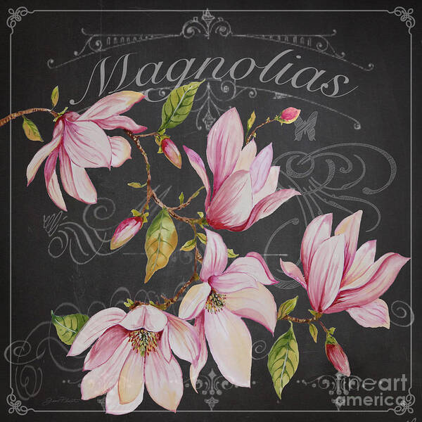 Magnolia Art Print featuring the painting Magnolias-JP3892 by Jean Plout