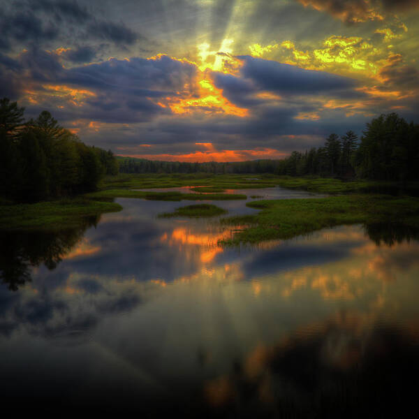 Majestic Sunset In The Adirondacks Art Print featuring the photograph Majestic Sunset in the Adirondacks by David Patterson